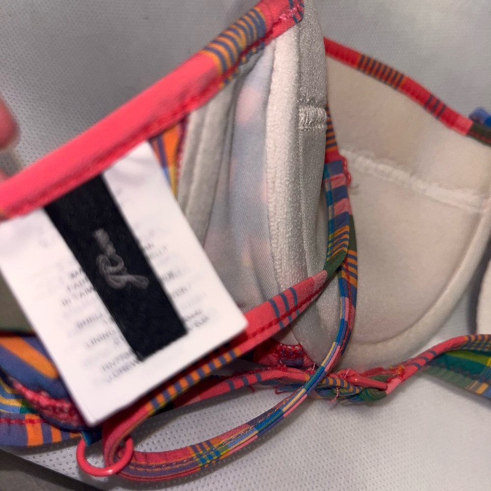 J. Crew Plaid Madras Demi Swim Bra Bikini Top 34B - Picture 5 of 8